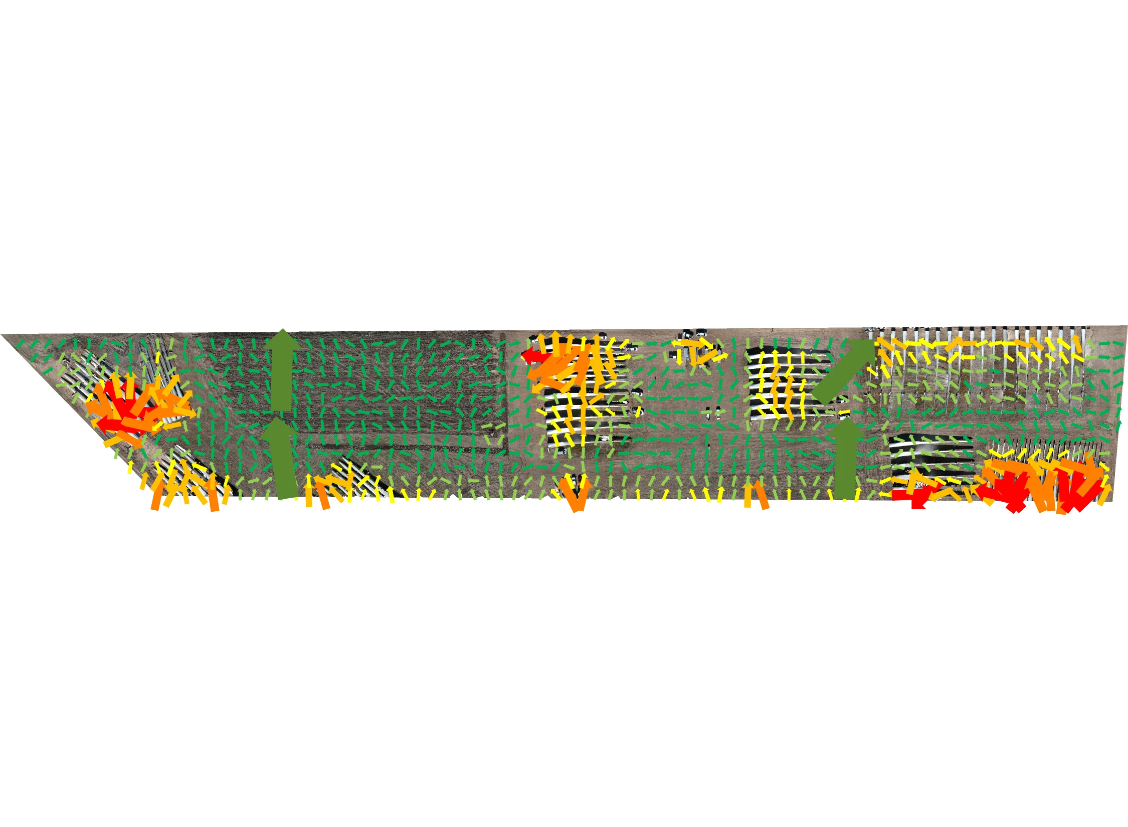 Current terrain drainage analysis showing actual measured water flow patterns