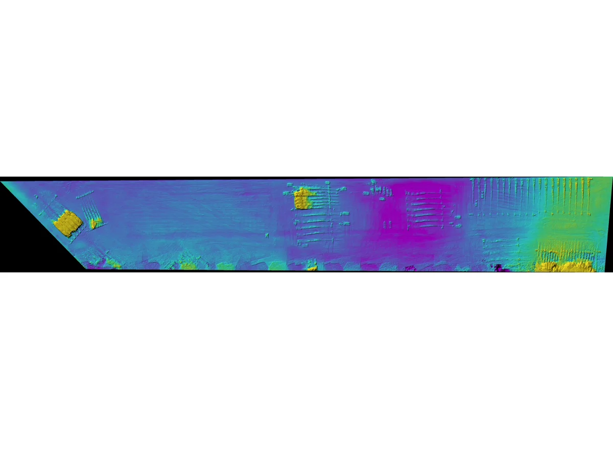 Elevation map showing terrain contours and heights with color gradient